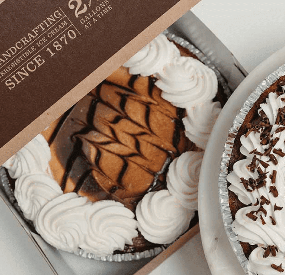 a couple of pies sitting on top of a table